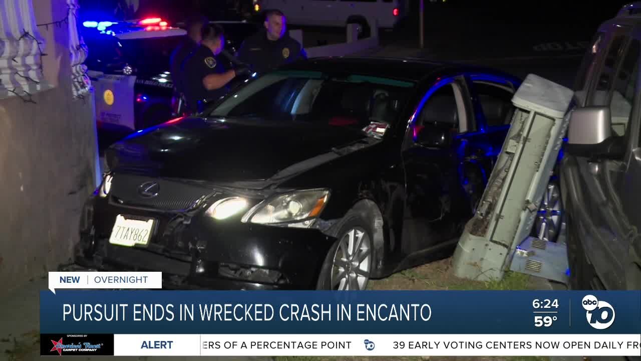 Police pursuit ends in crash in Encanto, driver’s arrest