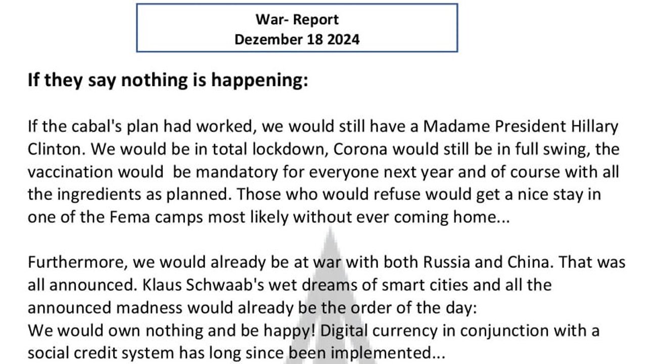 WAR REPORT - IF THEY SAY NOTHING IS HAPPENING