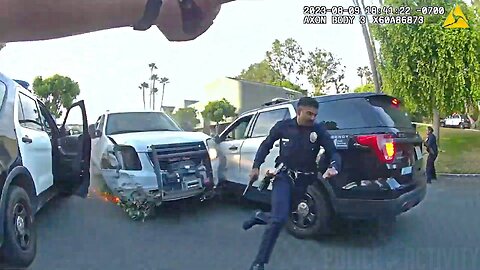 LAPD Cops Unleash a Barrage of Bullets on Suspect Who Rammed Multiple Police Cars