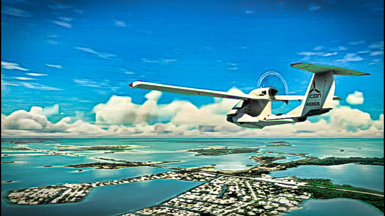 Icon A5 flying from Big Pine Key to Key West. FLA. Water landings.