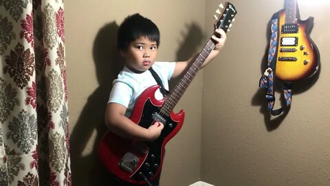 6 year old Jeck guitar learning journey 1 Ozzy, ACDC, and Metallica covers