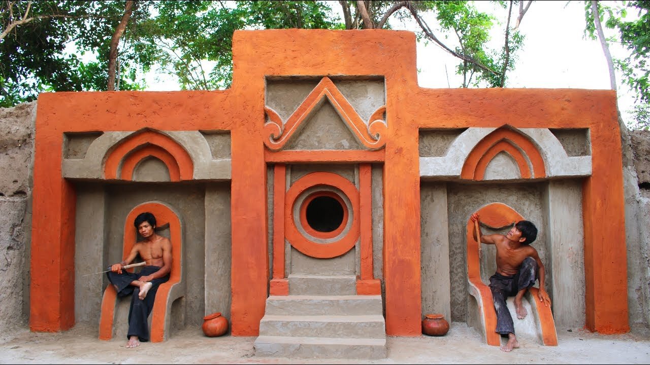 The construction of the Amazing Underground temple in a jungle