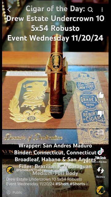 Drew Estate Undercrown 10 5x54 Robusto Event Wednesday 11/20/24 #Short #Shorts #CigarOfTheDay #Cigar
