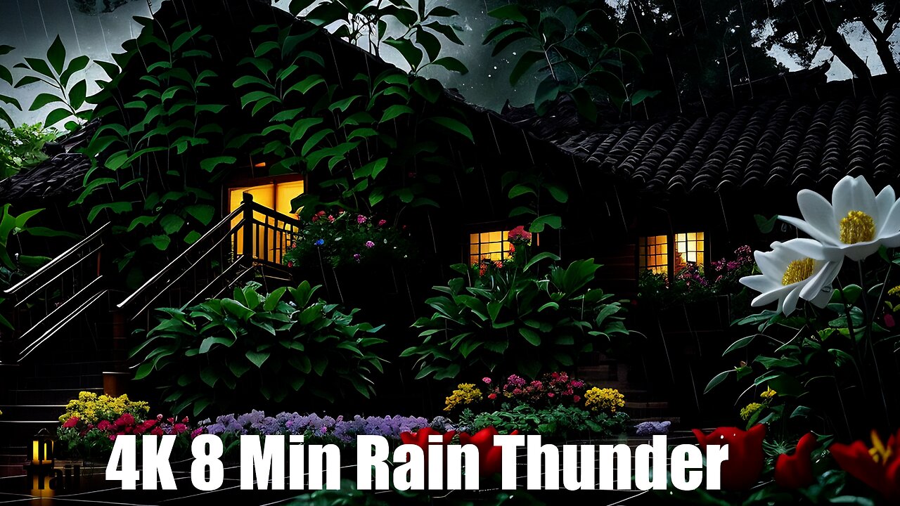 4K 8 Min Ambient Rain Thunder | (AI) Audio Reactive Realistic | Peru's Enchanting Rain