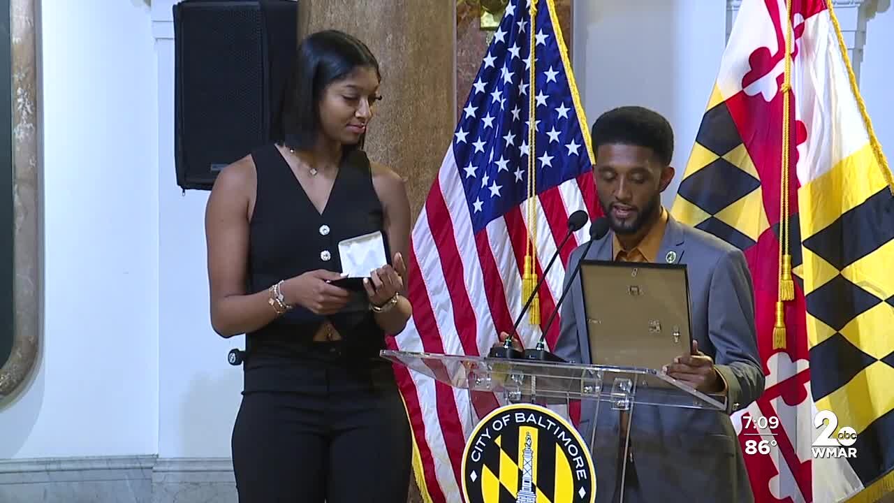 Angel Reese receives key to Baltimore City