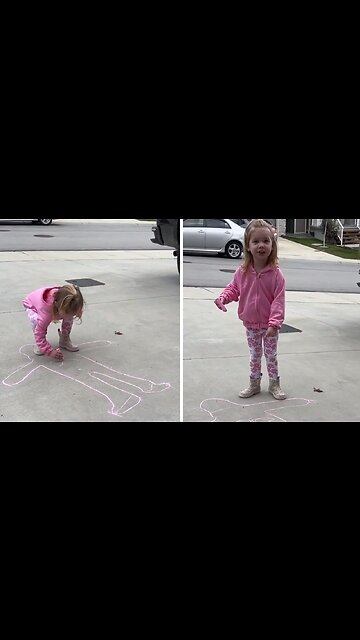 Creative girl turns driveway into a canvas with hilarious masterpiece