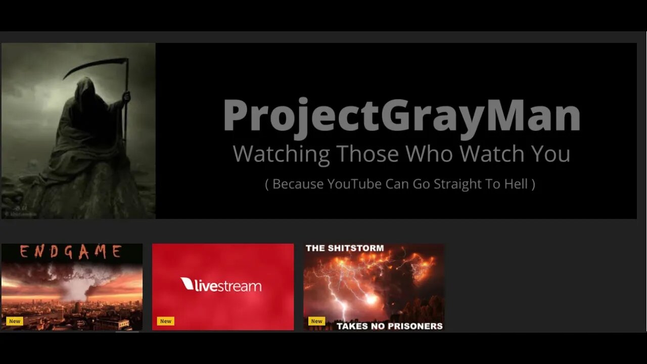 New video uploaded to ProjectGrayMan.net because YT can suck it !