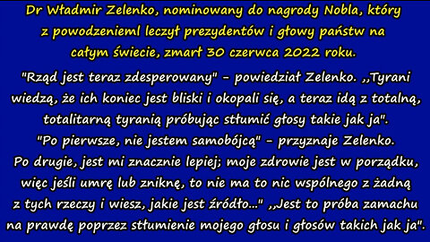 OSTATNIE SŁOWA DR ZELENKI DO LUDZKOŚCI