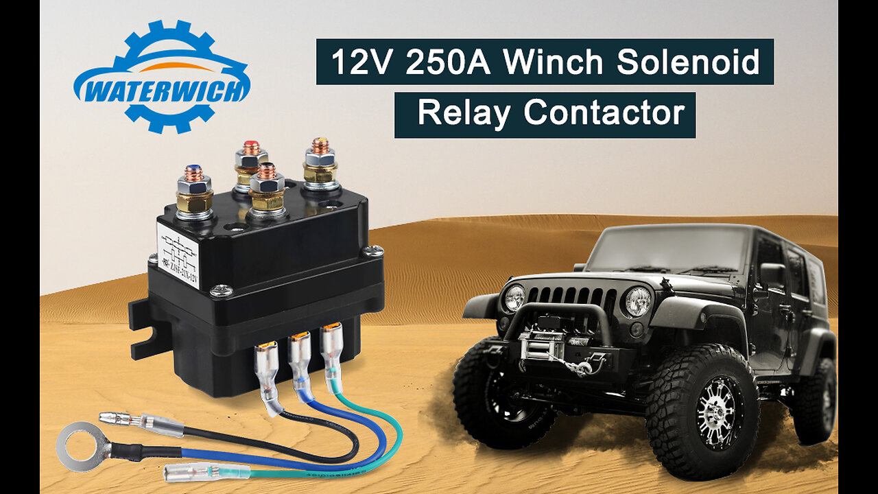 WATERWICH 12V 250A Winch Relay Winch Solenoid Contactor Winch Rocker Thumb Switch Combo with 6...