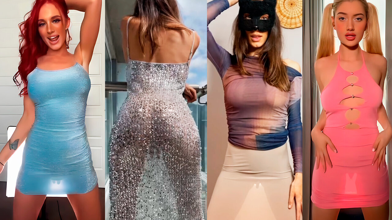 😱Transparent Dress Challenge😱[4K] Girls Without Underwear #2