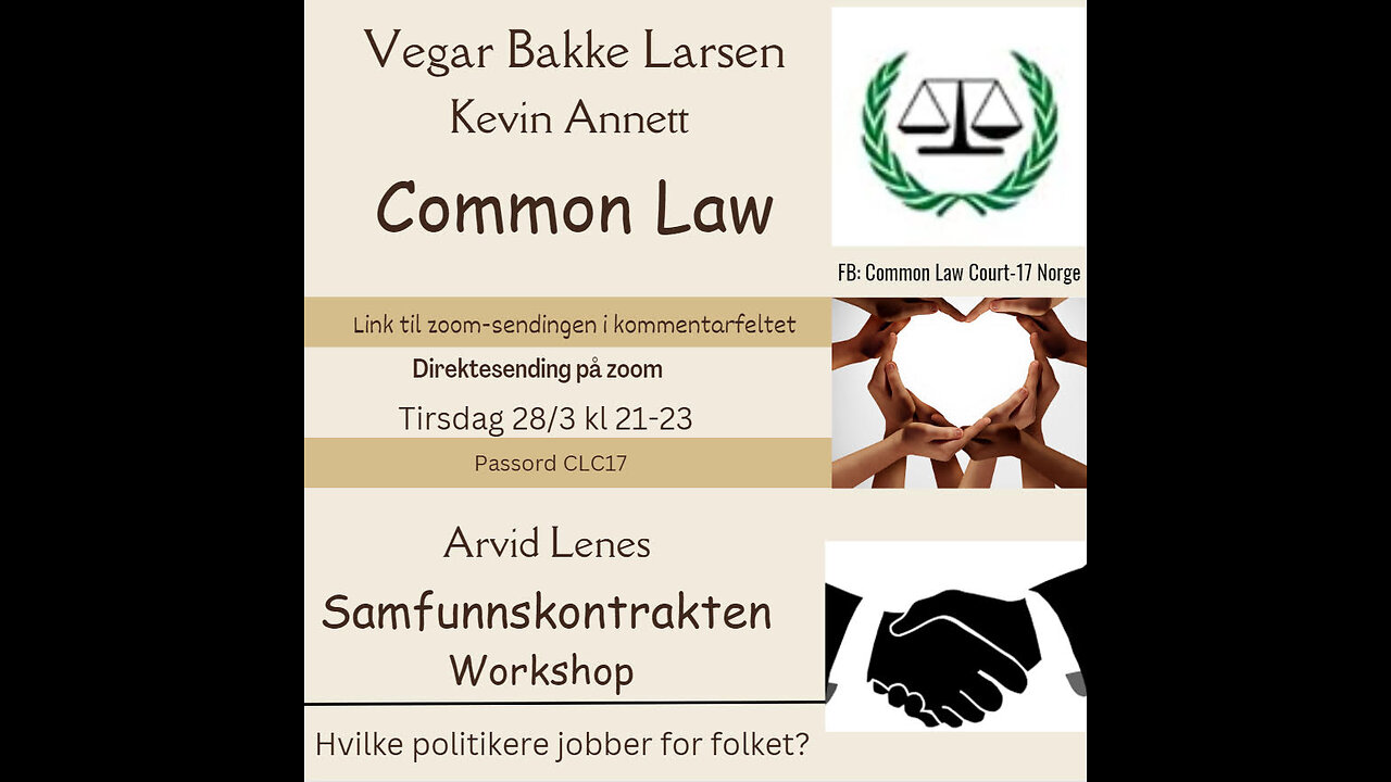 28032023 Vegar Bakke-Larsen om Common Law, Arvid Lenes, Vivi-Ann Sandnes om Samfunnskontrakten