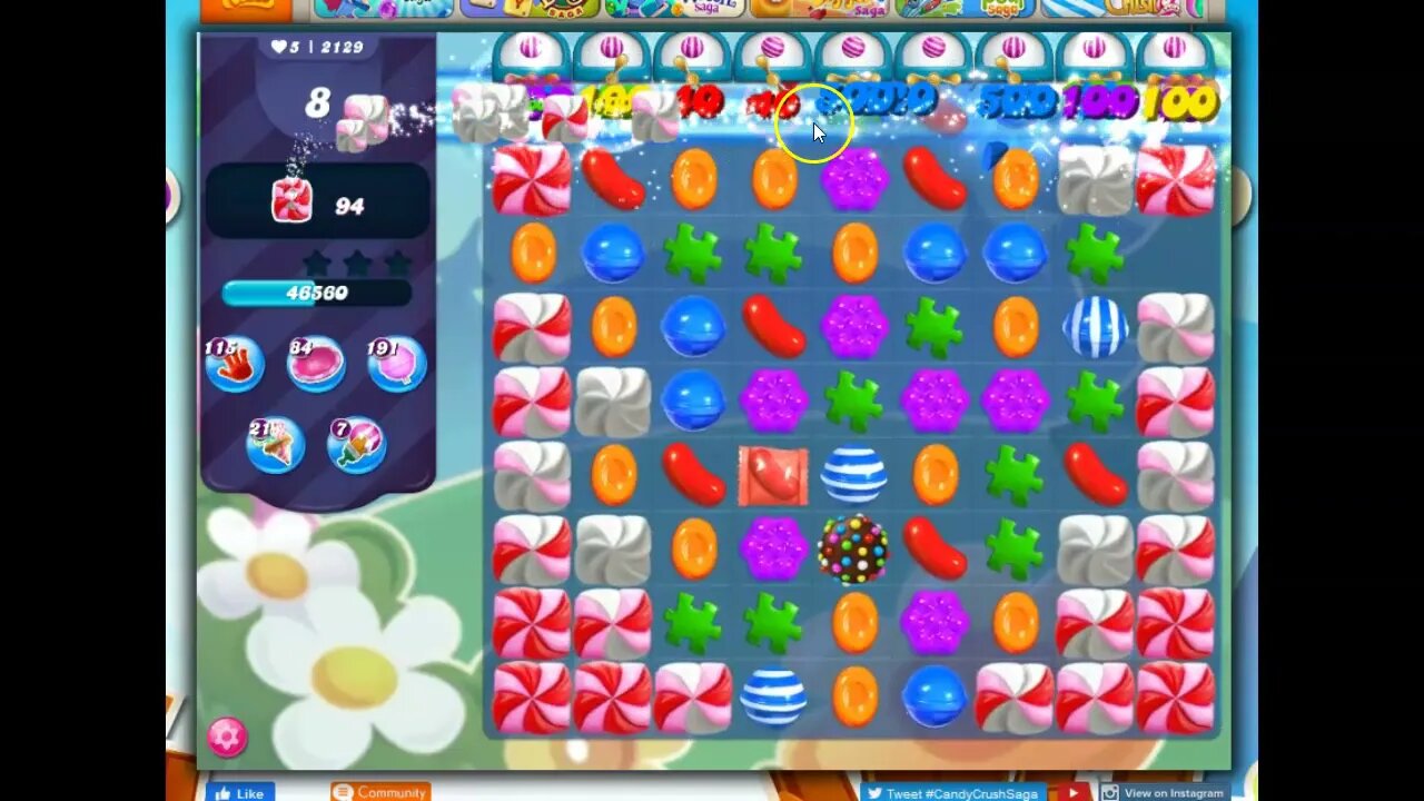 Candy Crush Level 2129 Talkthrough, 26 Moves 0 Boosters