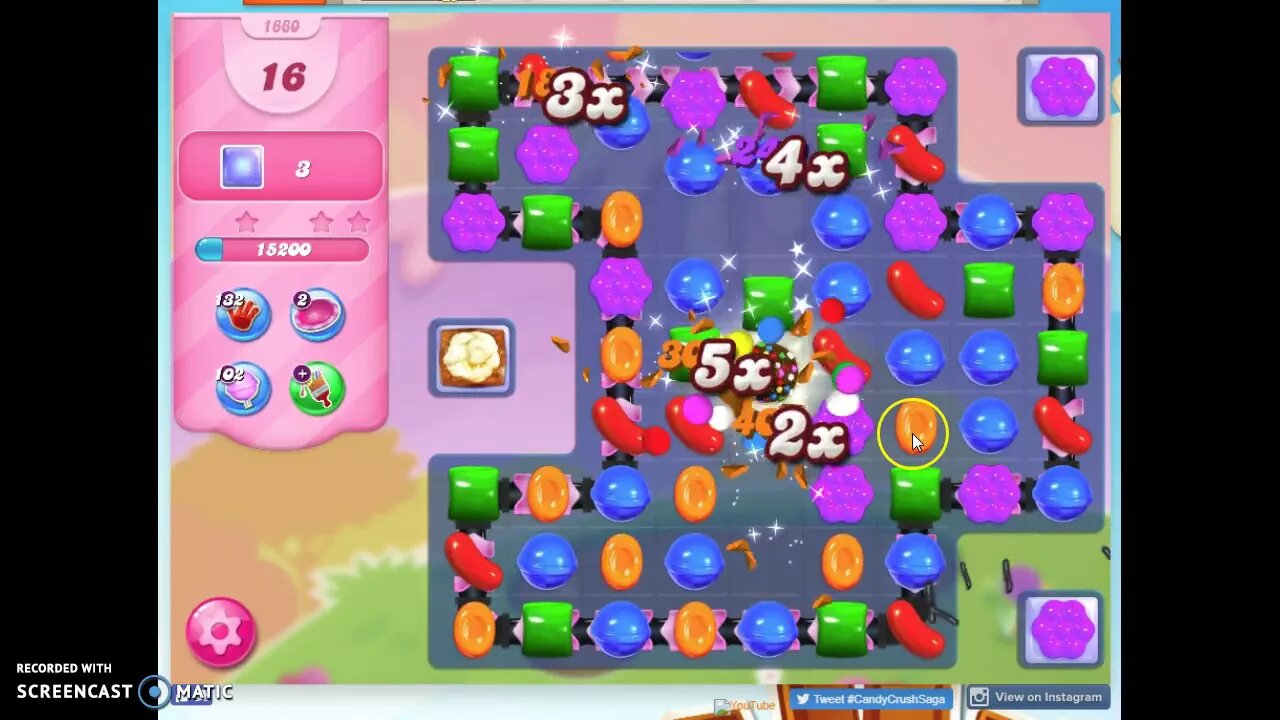 Candy Crush Level 1660 Audio Talkthrough, 1 Star 0 Boosters