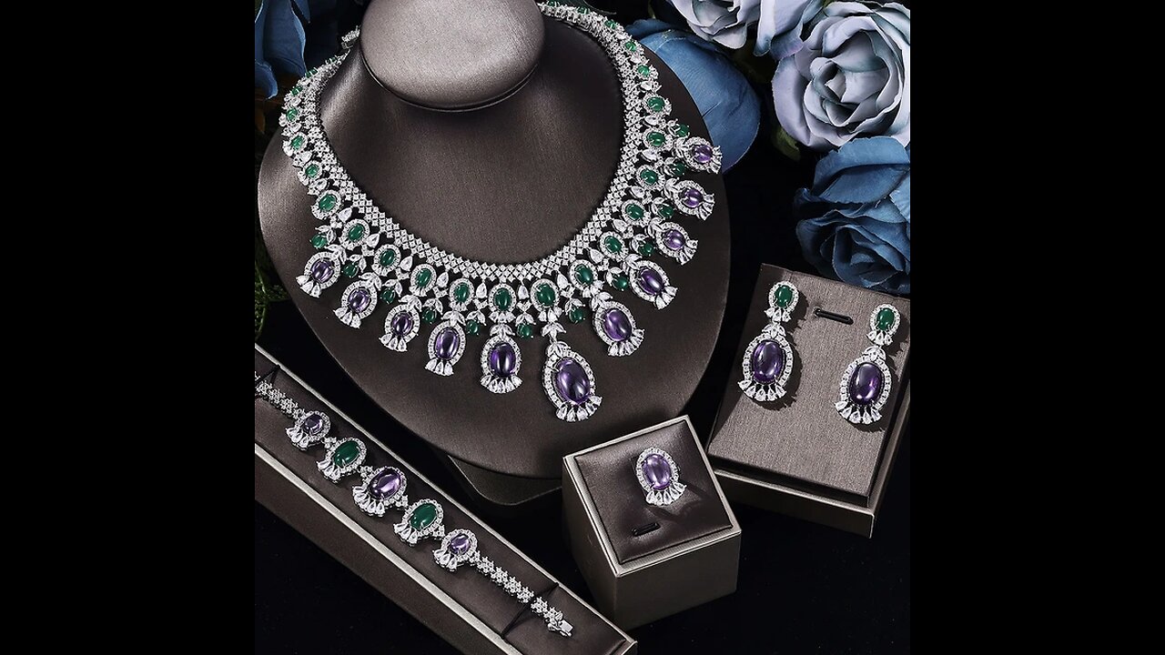 Ingenious 4PCS Luxury Green Purple Set For Women