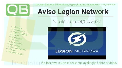 Dica - Legion Network - Prazo para extrair privateKey - 24/04/2022