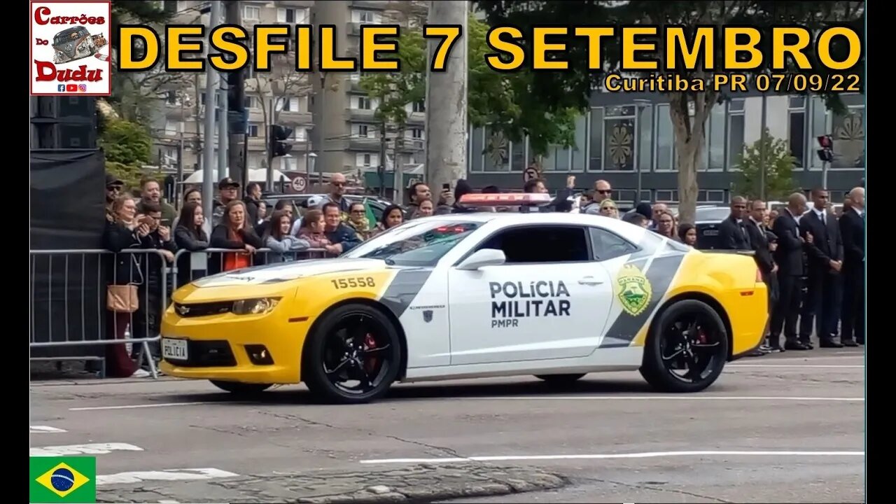 Desfile 07 Setembro Curitiba Brasil 200 anos Chevrolet Camaro Policia Porsche Macan Policia Militar