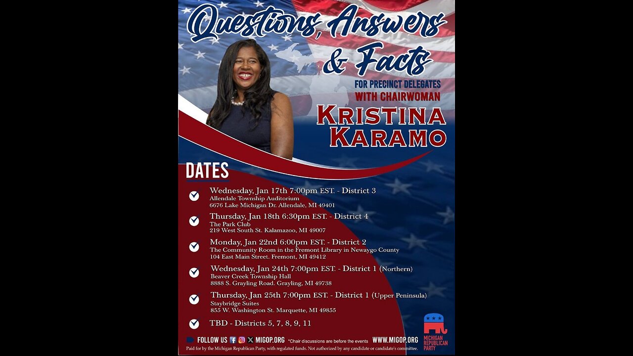 Questions, Answers & Facts with MIGOP chairwoman KRISTINA KARAMO - Kalamazoo, MI