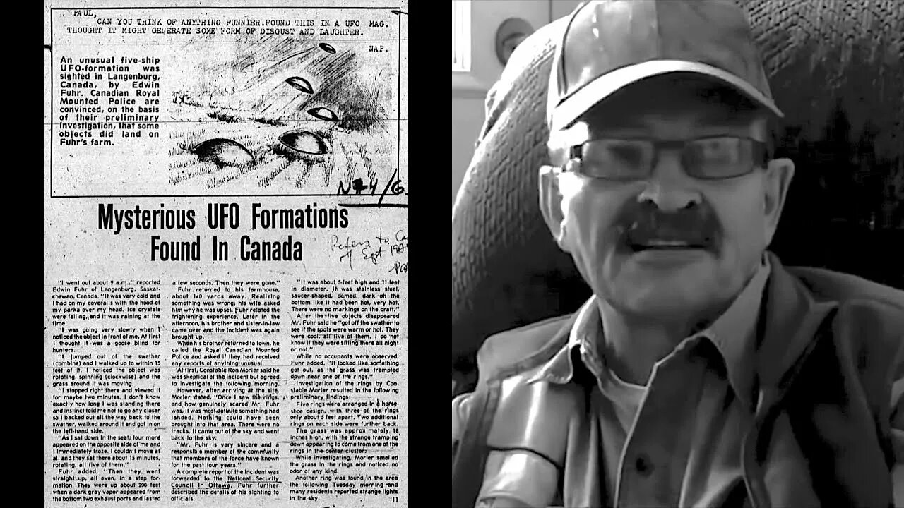 Farmer Edwin Fuhr on witnessing 5 landed UFOs in his field in Langenburg, Canada, September 1, 1974