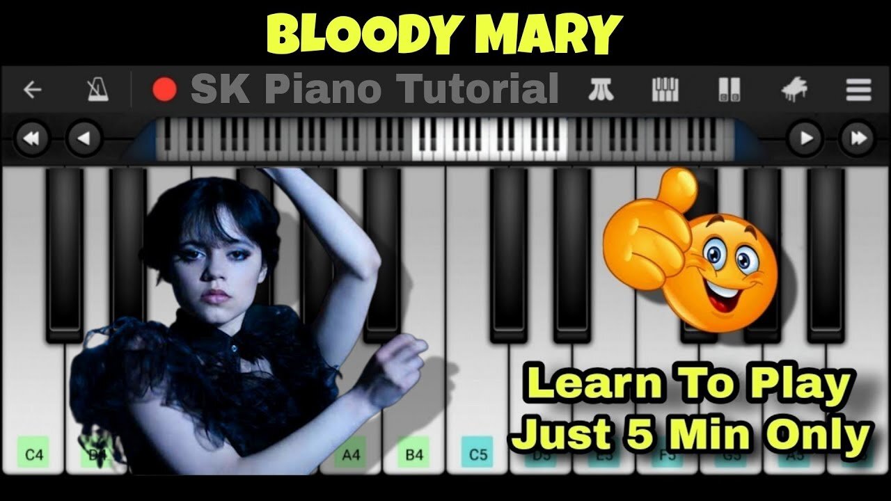 Bloody Mary | Piano Tutorial | Lady Gaga | Sped Up Tiktok Version | Wednesday | Perfect Piano