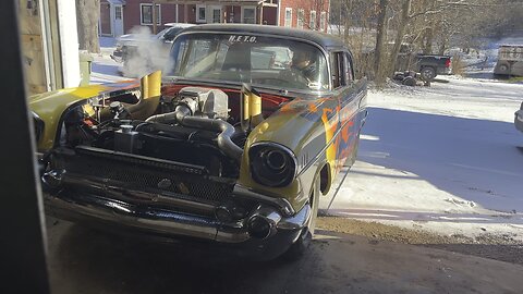 SNOW PREP or NO PREP 57 CHEVY race car in the snow