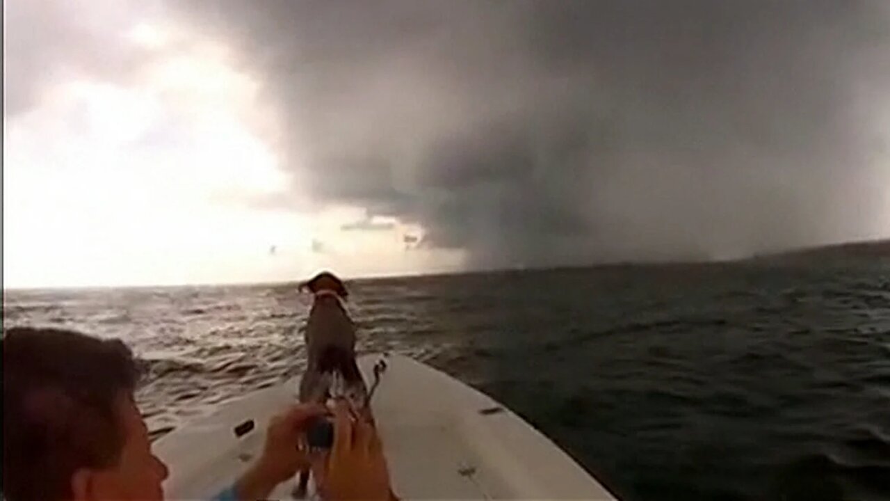 Boaters encounter turbulent waterspout off Miami Beach