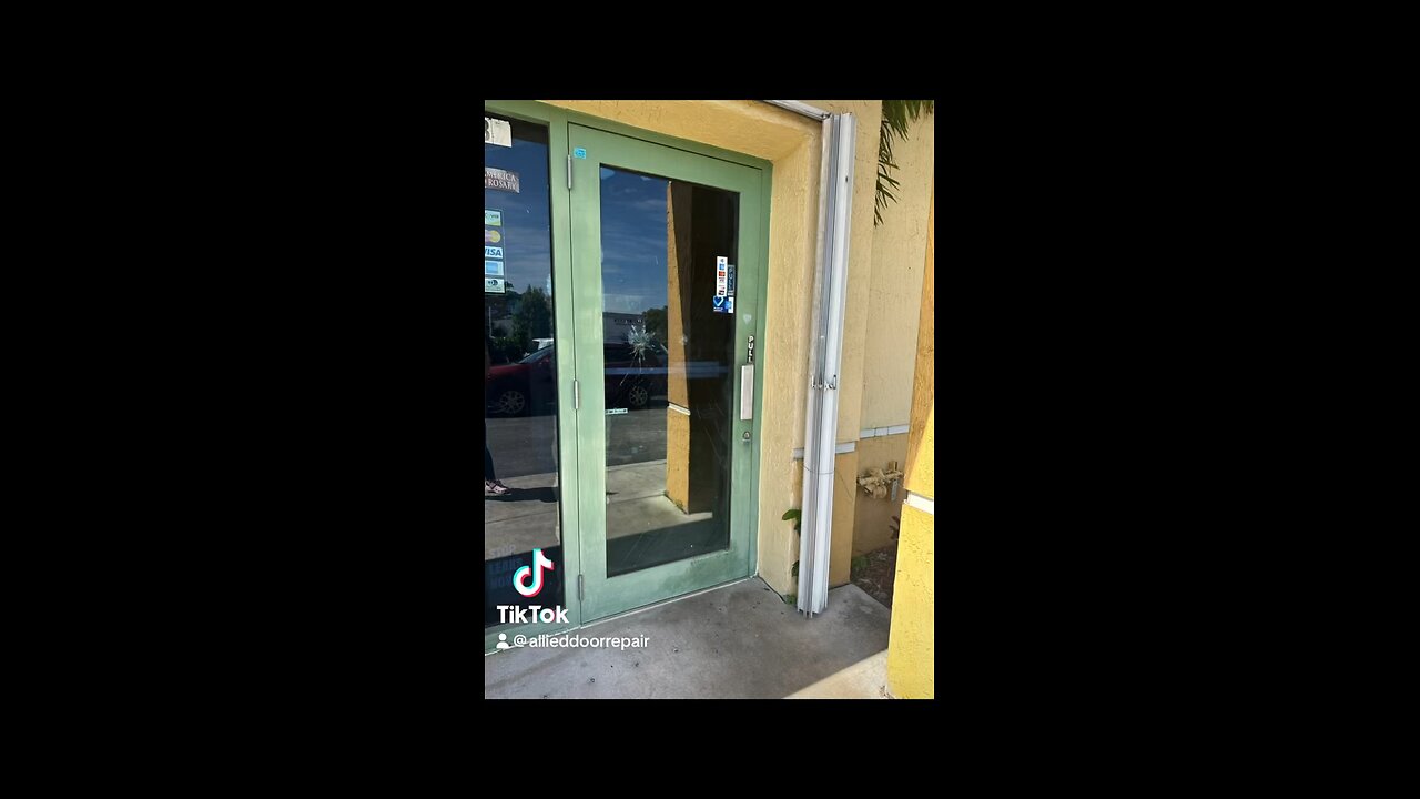 Hurricane impact commercial storefront glass replacement in Pompano Beach, Florida.