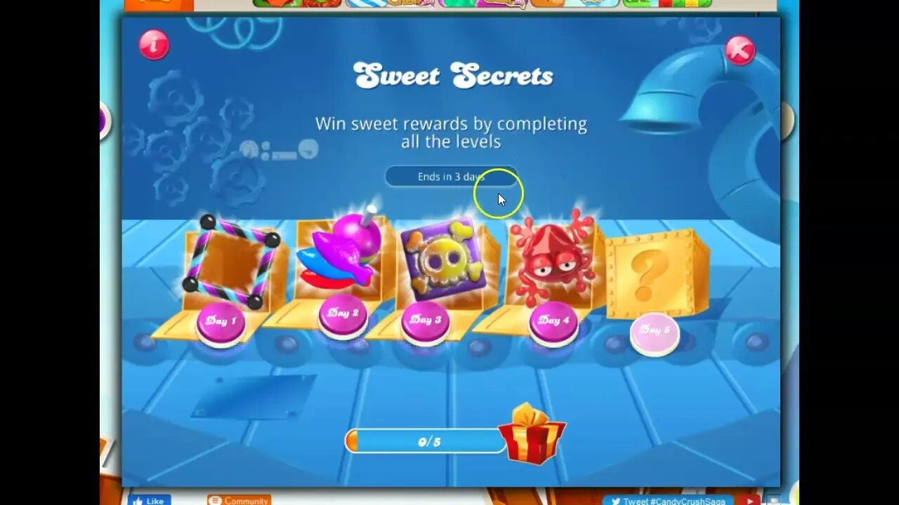 Sweet Secrets Day 1 in Candy Crush Saga, July 2022, for fun and prizes: Focus on Licorice Curls