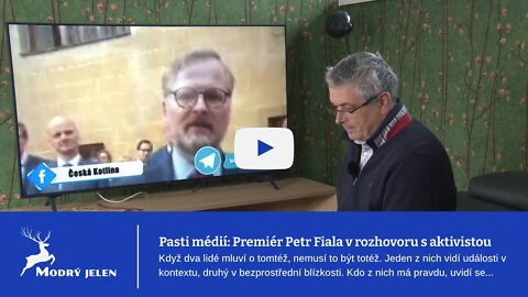 Pasti médií: Premiér Petr Fiala v rozhovoru s aktivistou