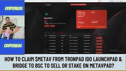 How To Claim $METAV From Tronpad IDO Launchpad & Bridge To BSC To Sell Or Stake On Metavpad?