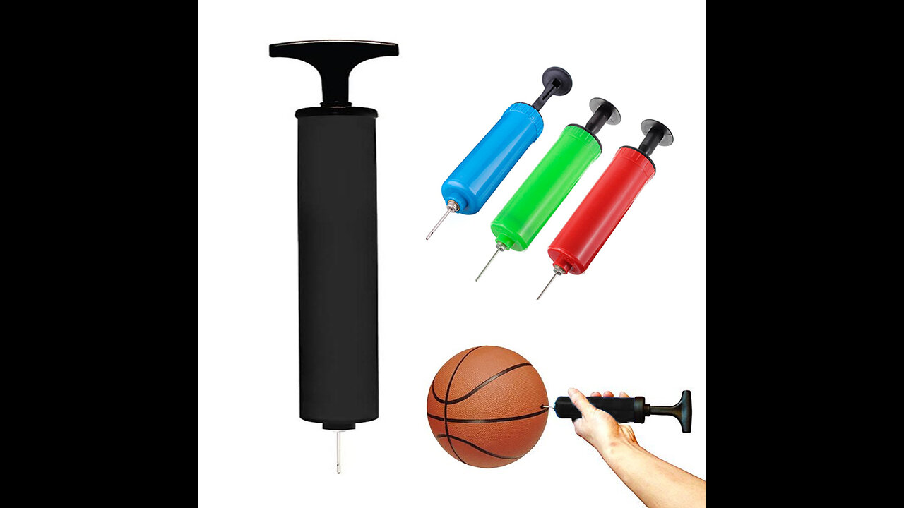 Ball Pump, Dual Action Inflate Air Pump with 3 Needles and 2 Nozzles for Soccer Ball, Basketbal...