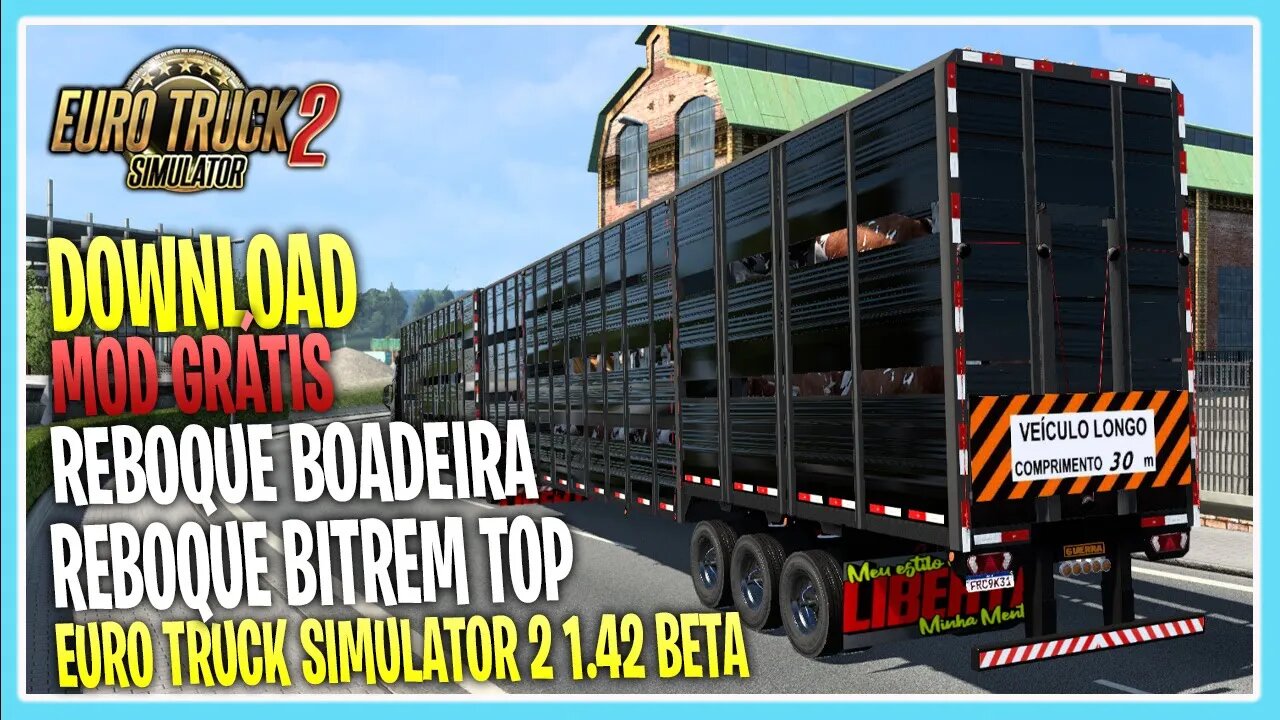 MOD REBOQUE BOADEIRA BITREM PARA EURO TUCK SIMULATOR 2 1.42