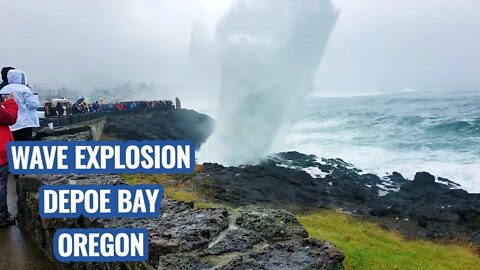 HUGE WAVE EXPLOSION IN DEPOE BAY 2022 - KING TIDE- Filipina RT living in Oregon