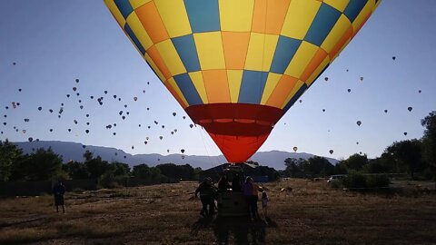 Lifting Polar Dawn Balloon over a wall during Albuquerque International Balloon Fiesta 2019