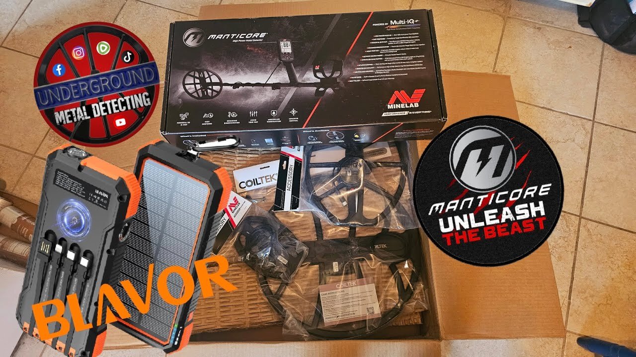 Minelab Manticore M8, M11, & M15 coils, Blavor Solar Power Bank, New for Underground Metal Detecting