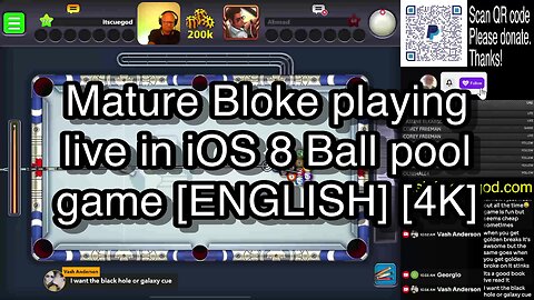 Mature Bloke playing live in iOS 8 Ball pool game [ENGLISH] [4K] 🎱🎱🎱 8 Ball Pool 🎱🎱🎱