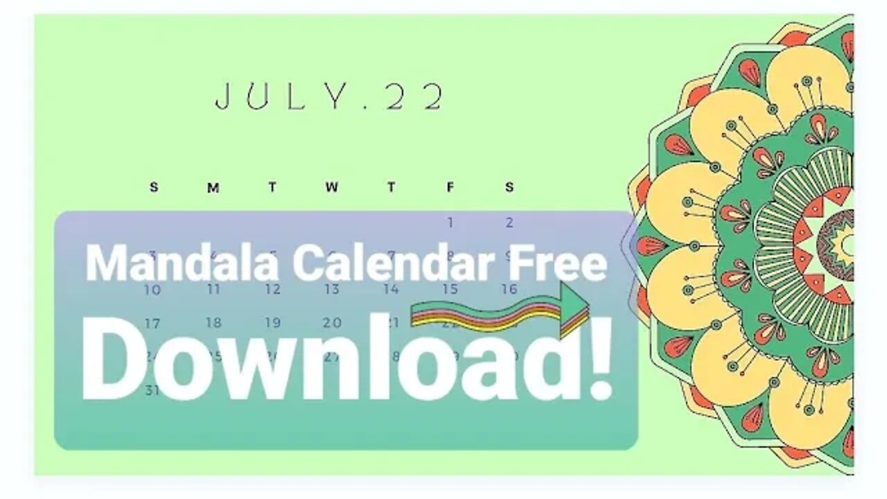 Free download! Colorful Mandala Mystic 2022 Months Calendar