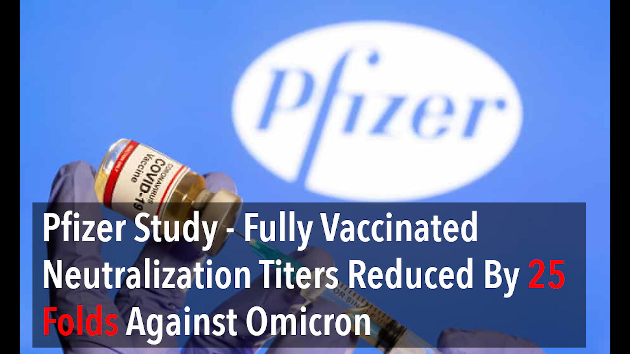 Pfizer Study - Fully Vaccinated Neutralization Titers Reduced By 25 Folds Against Omicron