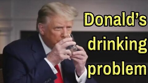 TRUMP HAS A DRINKING PROBLEM on 60 minutes 2 hands on a glass of water again. Superman? Stroke?