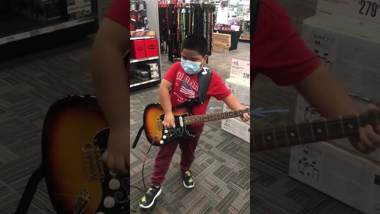 8 Year old Jeck plays Voodoo Chile (child) on a Fender SRV Strat