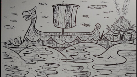 HOW I DRAW A VIKING BOAT!!! - Line Drawn...