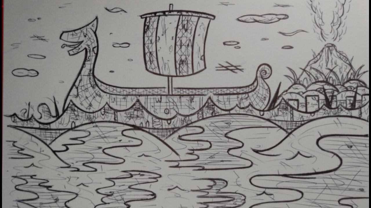 HOW I DRAW A VIKING BOAT!!! - Line Drawn...