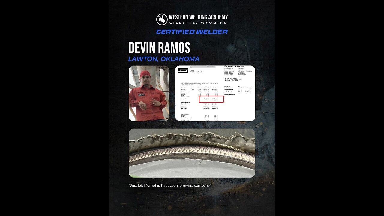 WWA Graduate: Devin Ramos- Student Testimonial #westernweldingacademy #bluecollartour #weldingacad