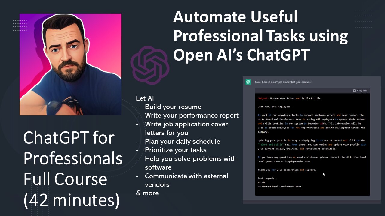 ChatGPT Full Course | Automate Useful Professional Tasks using Open AI | Includes 10 Projects