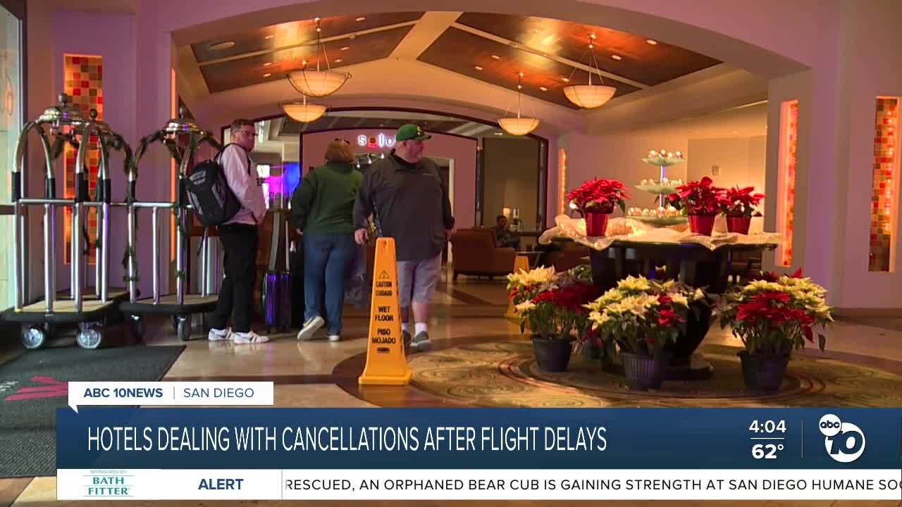 Hotels deal with cancellations after flight delays