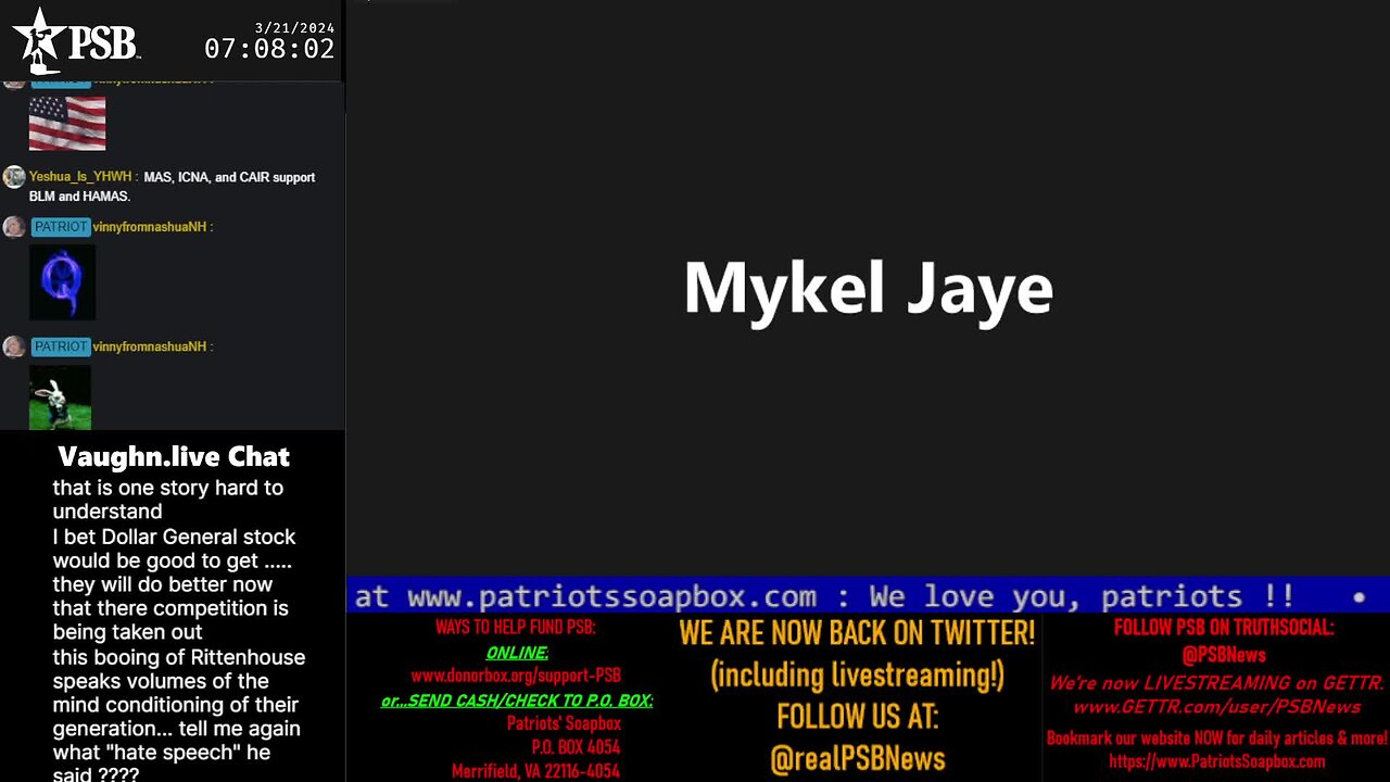 2024-03-21 07:00 EDT - Patriots Soapbox AM: with MykelJaye, SkyeBreeze