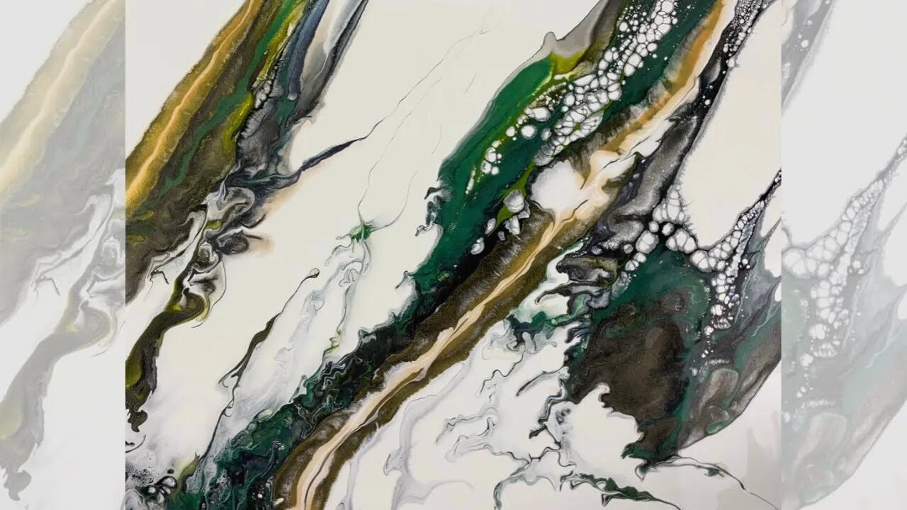 Beautiful Green & Gold Acrylic Cloud Pour | Very Much Inspired by Sarah Taylor