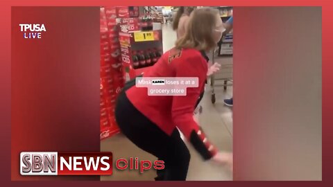 Mentally Ill Mask Freak “Karen” Harasses Unmasked Grocery Store Shopper - 5927