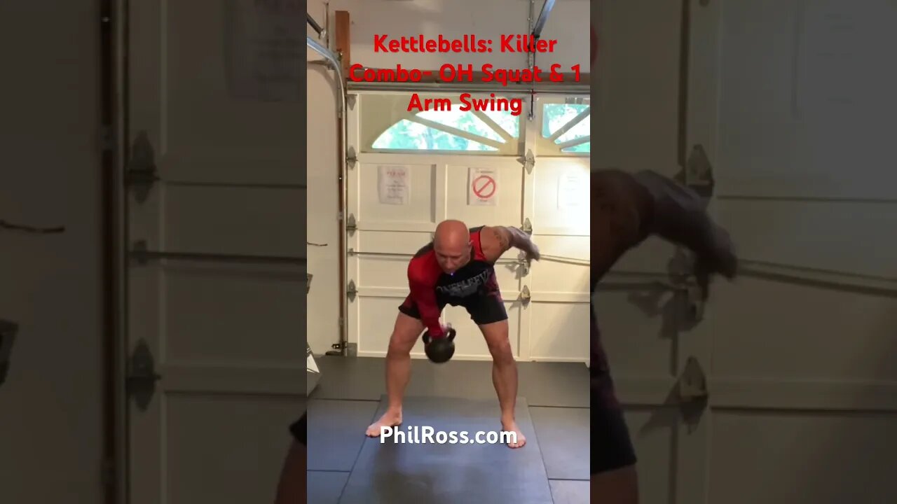 Kettlebells: Killer Combo- OH Squat & 1 Arm Swing #kettlebell #masterphil #fitness #philross