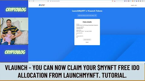 Vlaunch - You Can Now Claim Your $MYNFT Free IDO Allocation From LaunchMyNft. Tutorial.