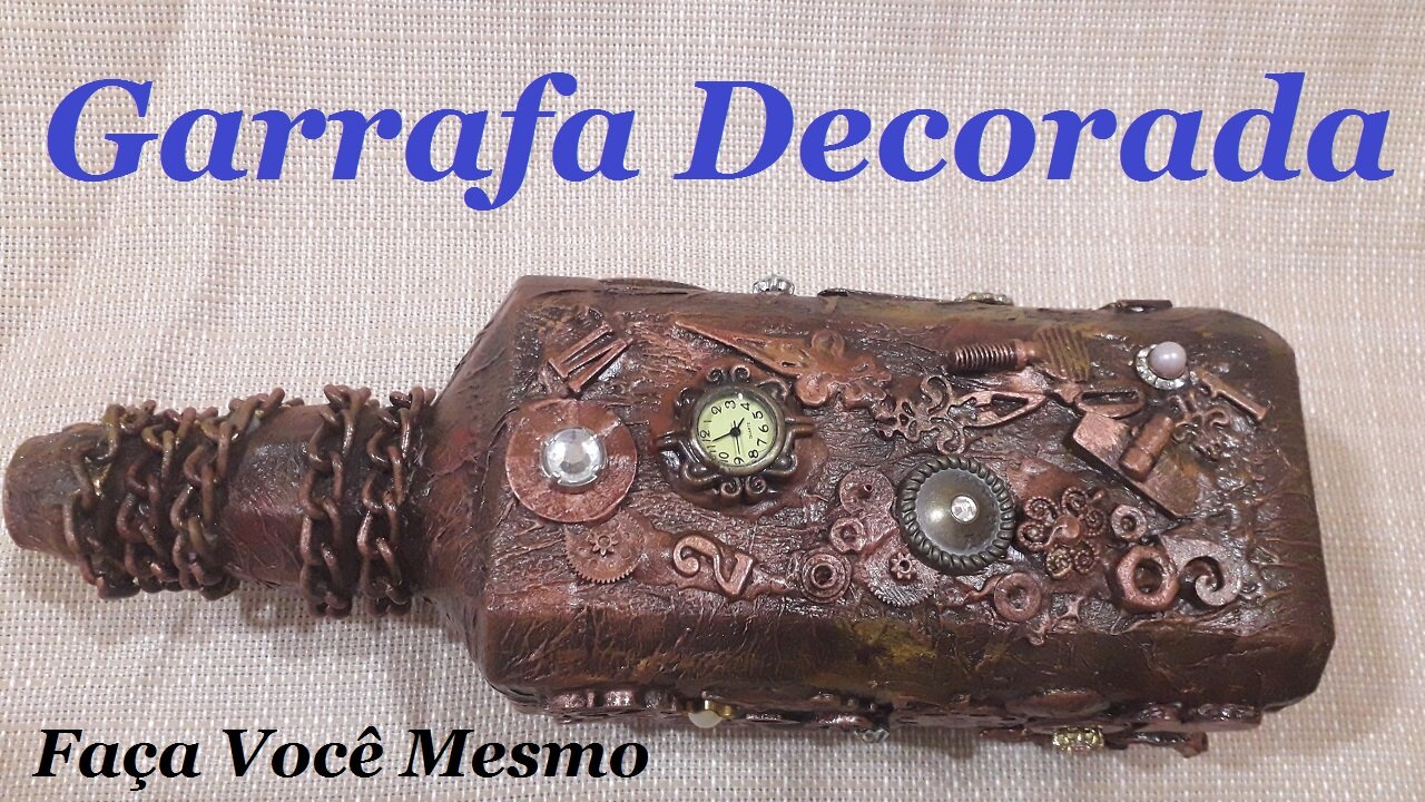 GARRAFA DECORADA - ART MIXED MEDIA BOTTLE- @lucibuzo ​